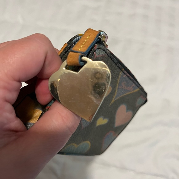 Dooney & Burke Vintage Crayon Style Heart Wallet with Multi Color Zipper - Picture 14 of 15